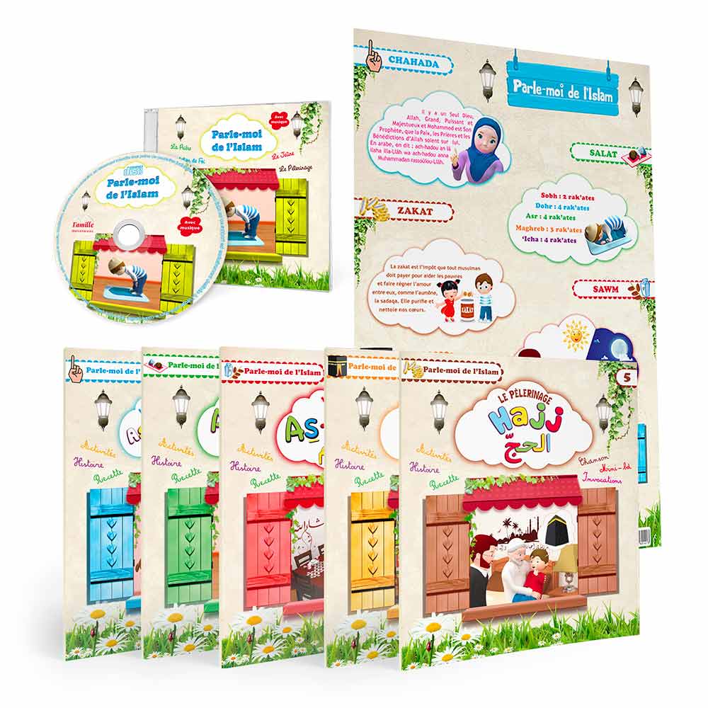 Parle-moi de l'Islam Pack 5 Livres, CD et Poster — L'Islam expliqué aux enfants Famille Musulmane