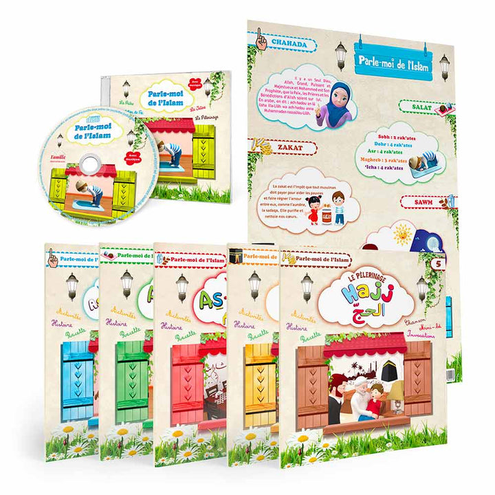 Parle-moi de l'Islam Pack 5 Livres, CD et Poster — L'Islam expliqué aux enfants Famille Musulmane