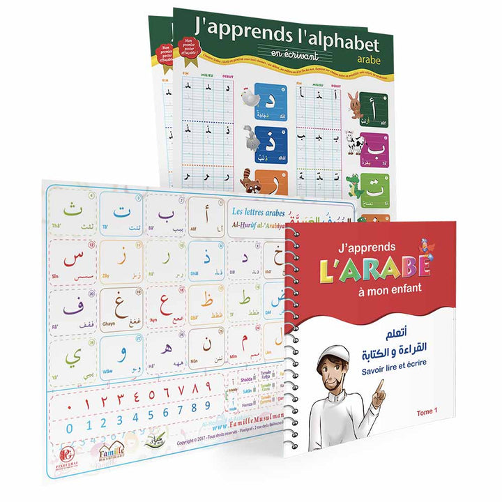 Apprendre l'arabe – Pack Posters et livre — Méthode arabe pour francophones Famille Musulmane